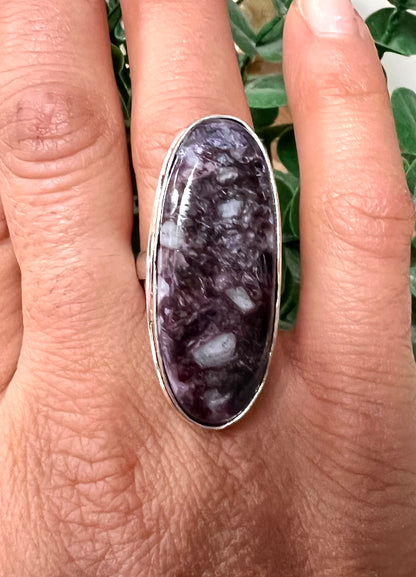 Charoite Crystal Statement Ring