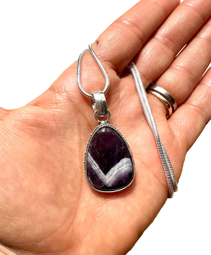 Amethyst Crystal Gemstone Pendant Necklace