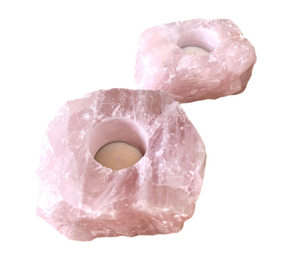 Rose Quartz Natural Pink Tea Light Candle Holder