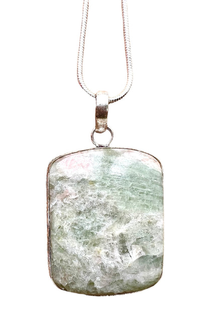 Aqua Seraphinite Crystal Pendant Necklace