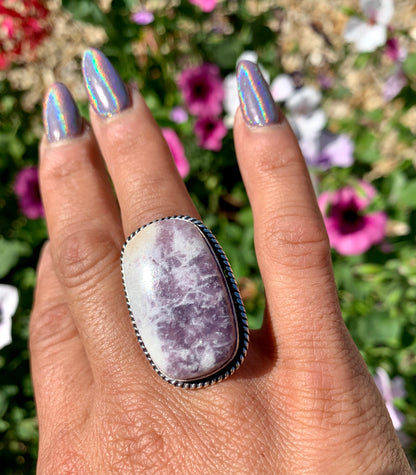 Lepidolite Crystal Ring