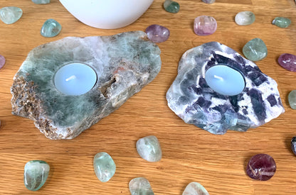 Fluorite Crystal Polished Slice Tea Light Candle Holder