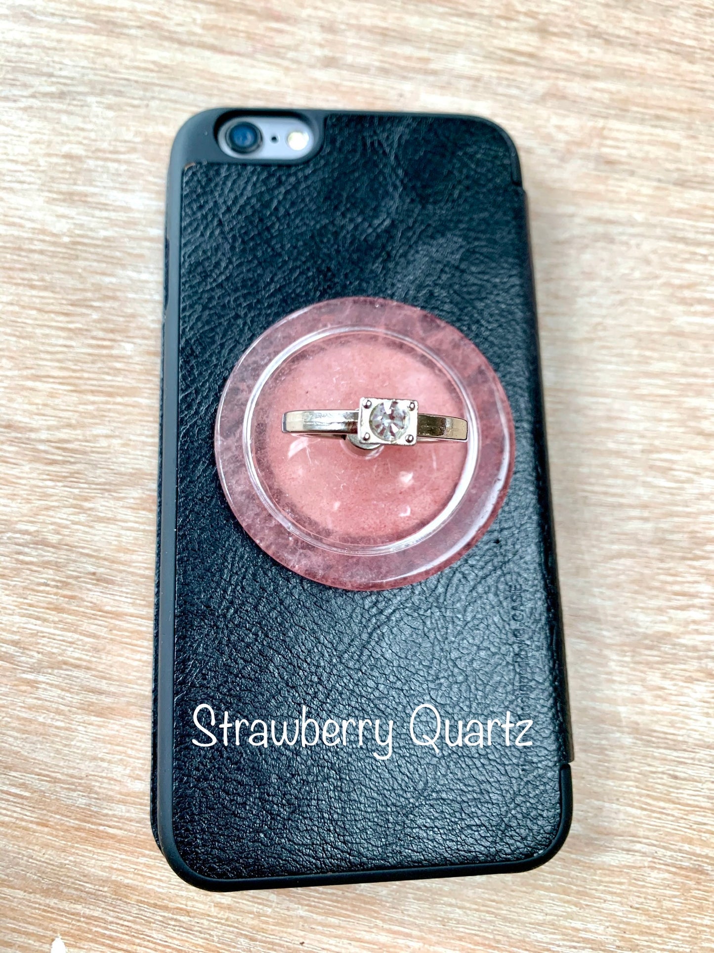 Strawberry Quartz Crystal Phone Ring Grip - CrystalBoutique.co.uk