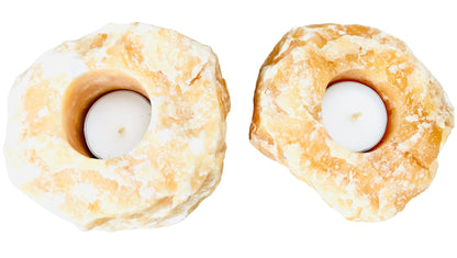 Orange Calcite Rough Tealight Candle Holder