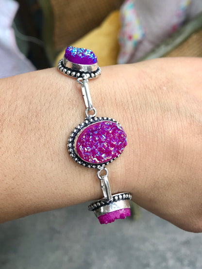 Druzy Crystal 9” T-Bar Bracelet - Crystalboutique.co.uk