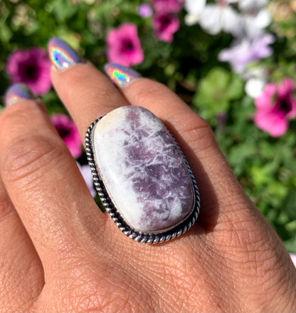 Lepidolite Crystal Ring