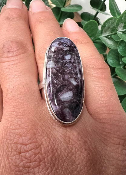 Charoite Crystal Statement Ring