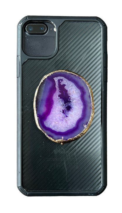 Agate Slice Crystal Phone Grip