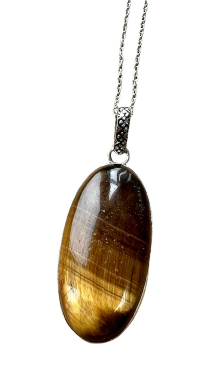 Tiger Eye Crystal Pendant Necklace