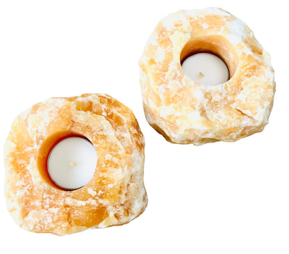 Orange Calcite Rough Tealight Candle Holder
