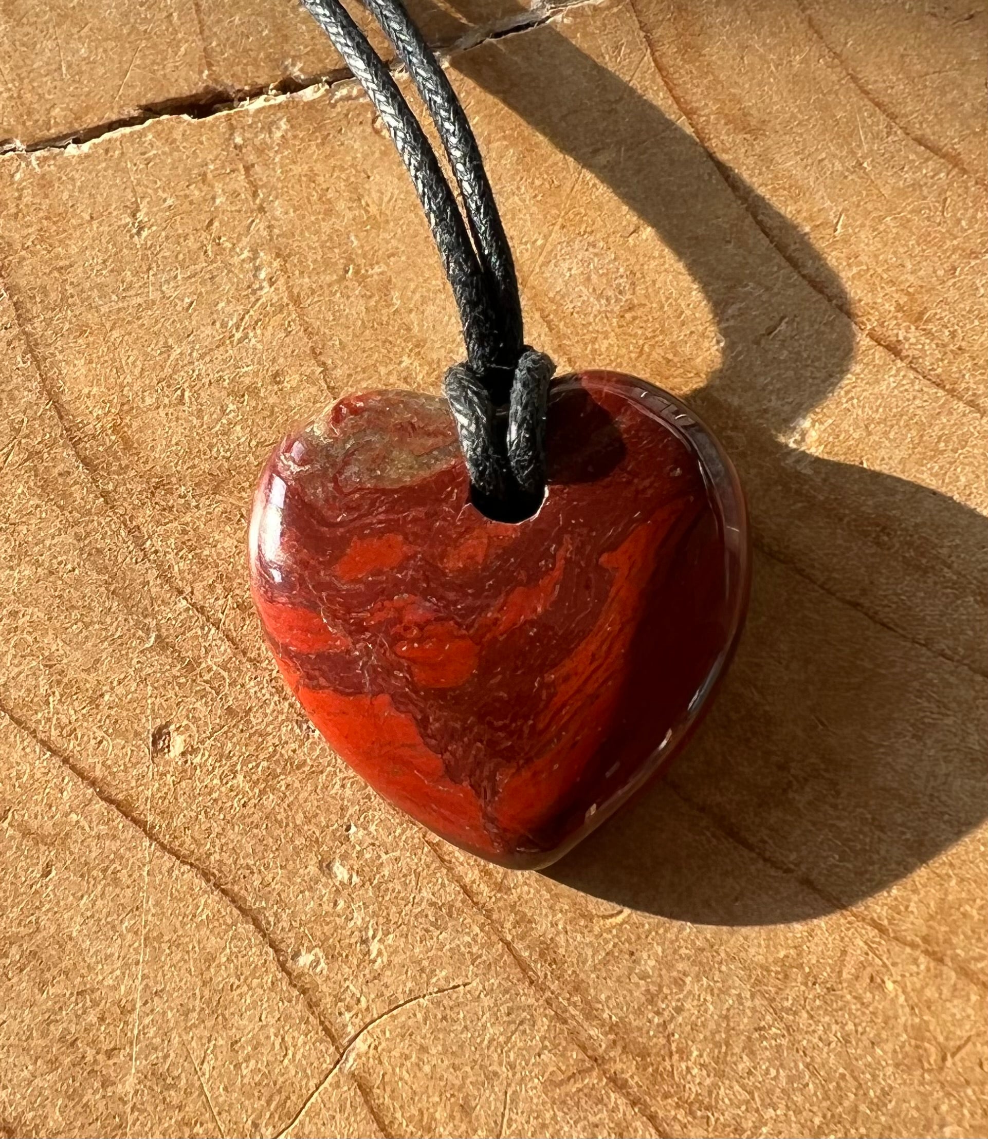 Red jasper Crystal Heart Shaped Pendant Corded Necklaces