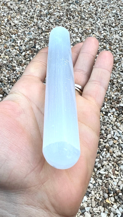 Selenite Round Ended Massage Wand 16cm