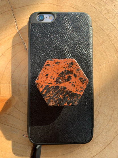 Assorted Hexagon Quartz Crystal Gemstone Mobile Phone Grip