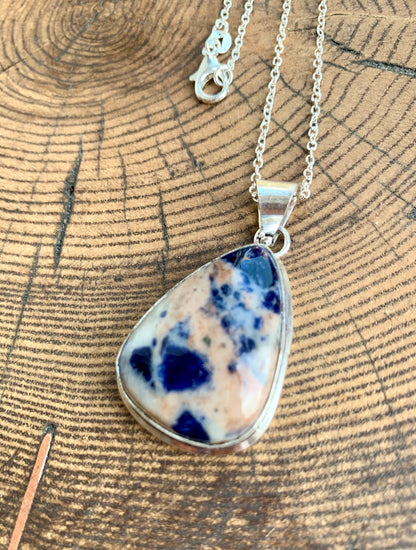 Sodalite Crystal Pendant Necklace 