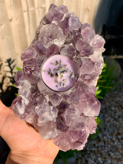 Amethyst Cluster Tea Light Candle Holder - crystalboutique.co.uk