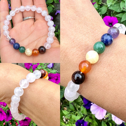 Rose Quartz Chakra Cleansing Power Beaded Stretch Bracelet