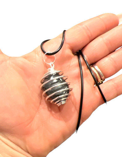 Tumblestone Crystal Spiral Pendant Necklace