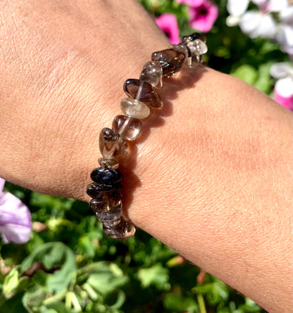 Smoky Quartz Chip Crystal Healing Stretch Bracelets