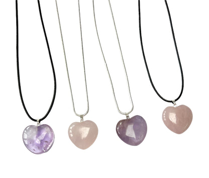 Puffed Heart Crystal Heart Shaped Pendant Necklace