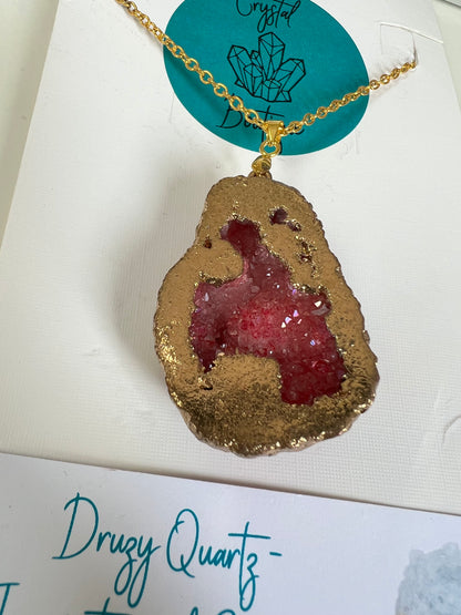Druzy Crystal Healing Pendant Necklace