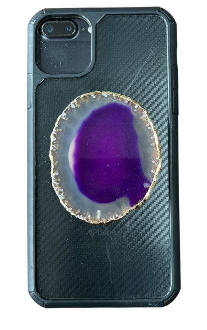 Agate Slice Crystal Phone Grip