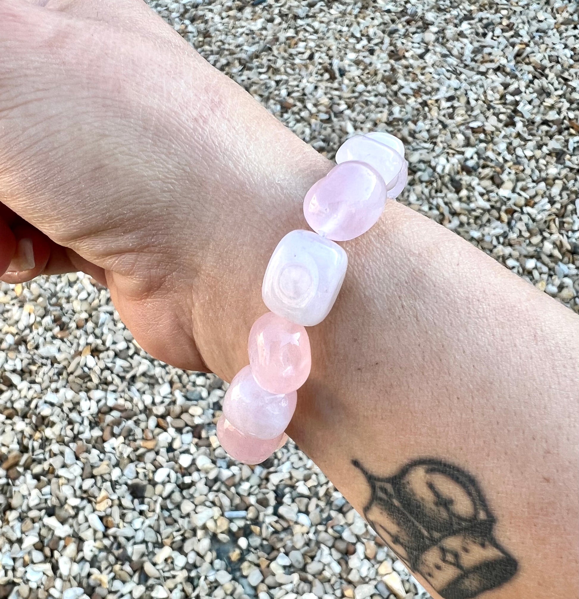 Rose Quartz Tumblestone Crystal Healing Bracelets