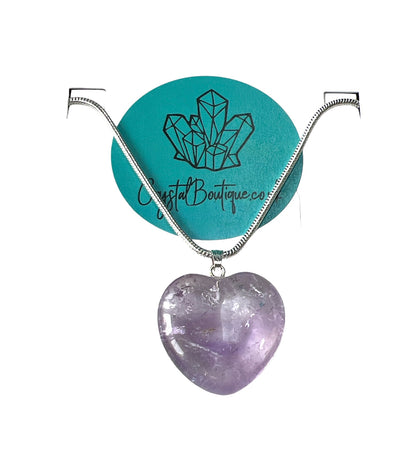 Puffed Heart Crystal Heart Shaped Pendant Necklace