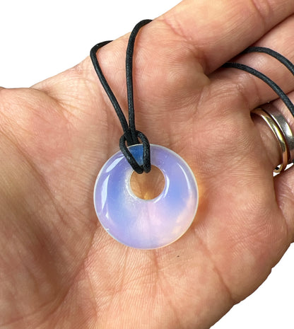Crystal Gemstone Agogo Shaped Pendant Corded Necklace