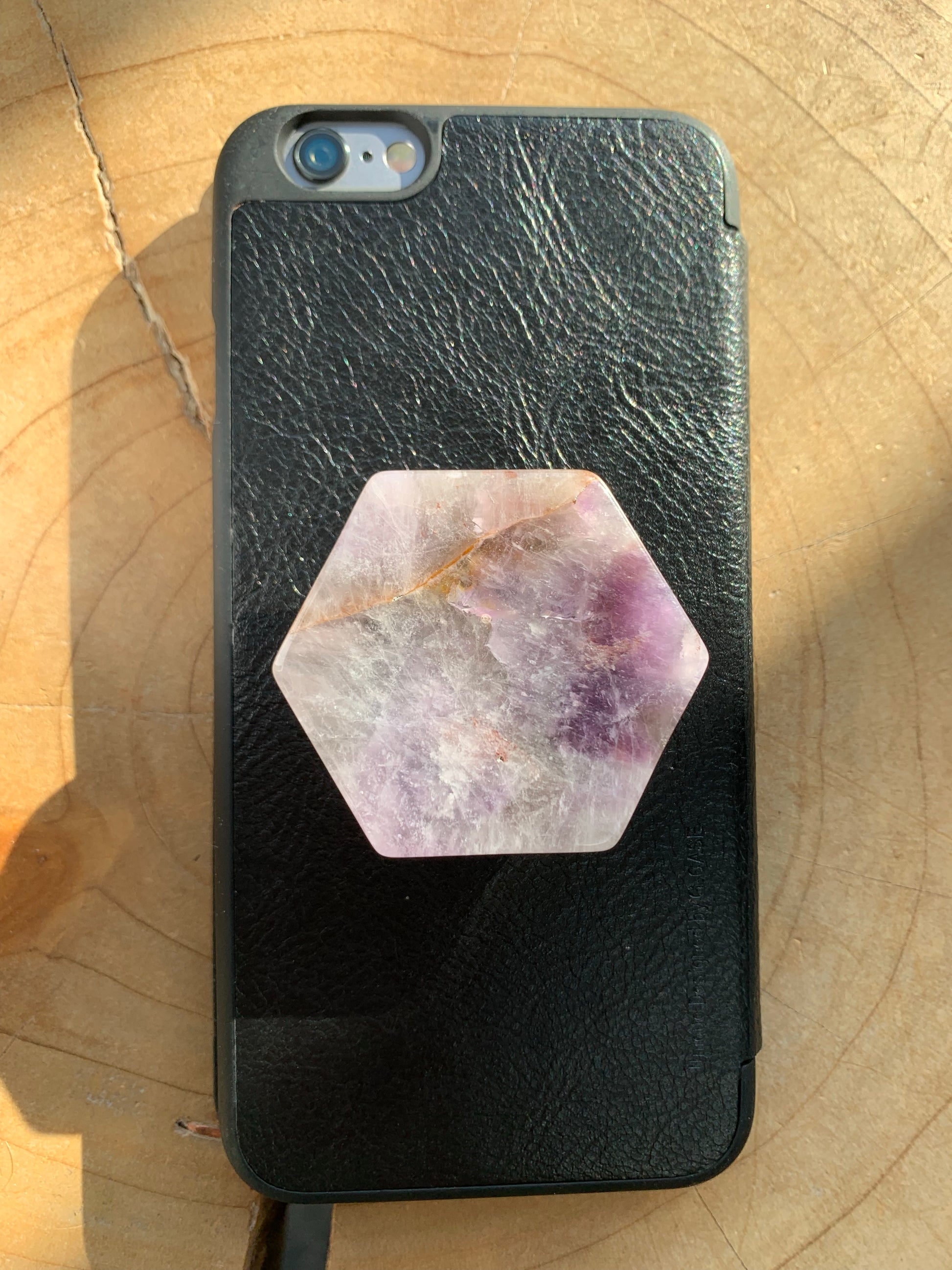 Assorted Hexagon Quartz Crystal Gemstone Mobile Phone Grip