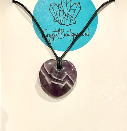 Crystal Threaded Heart Pendant Corded Necklace