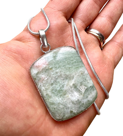 Aqua Seraphinite Crystal Pendant Necklace