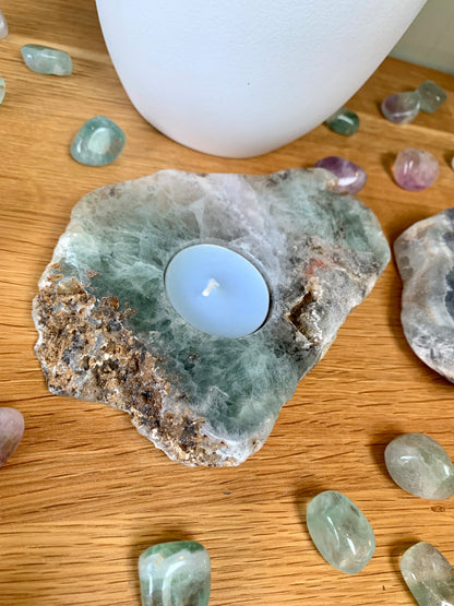 Fluorite Crystal Polished Slice Tea Light Candle Holder