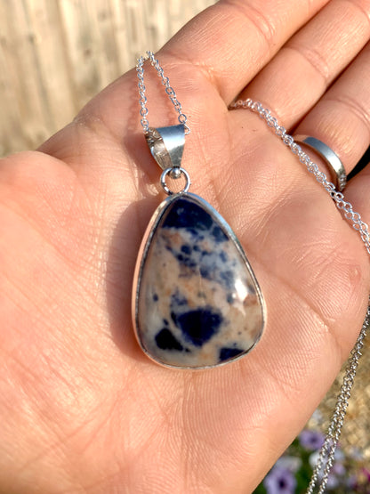 Sodalite Crystal Pendant Necklace 