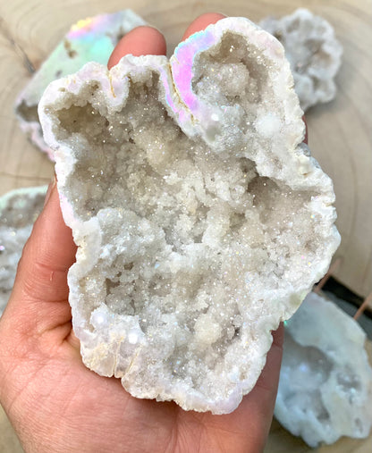 Angel Aura Rainbow Quartz Geode Cluster - CrystalBoutique.co.uk
