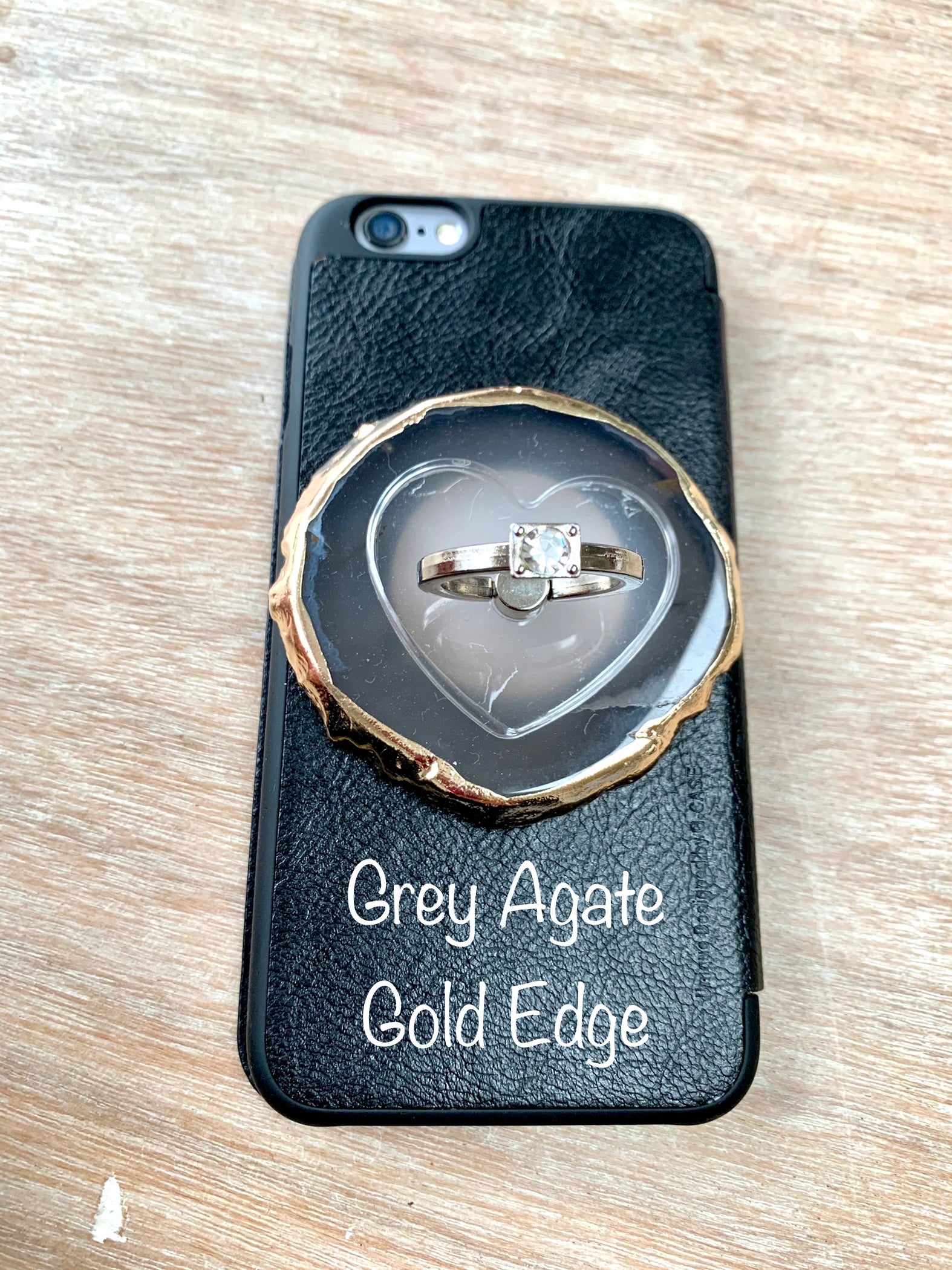 Grey Agate Crystal Phone Ring Grip - CrystalBoutique.co.uk