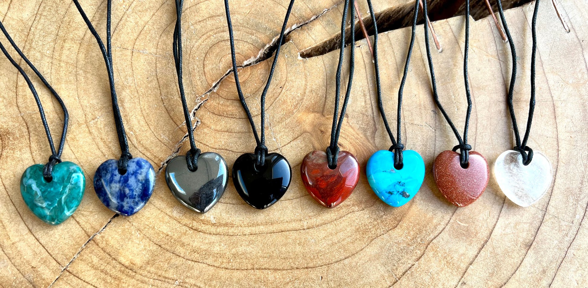 Assorted Crystal Heart Shaped Pendant Corded Necklaces