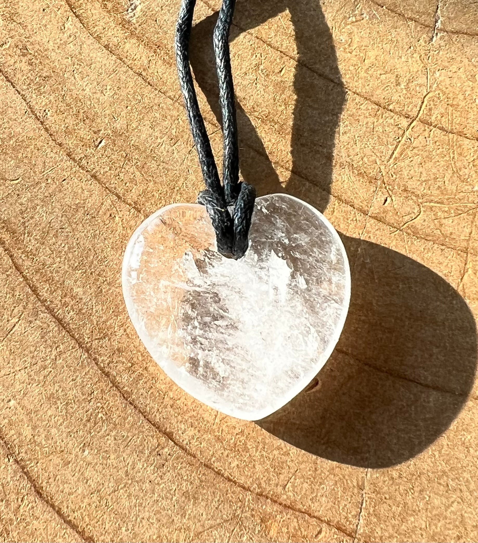 Clear Quartz Crystal Heart Shaped Pendant Corded Necklaces