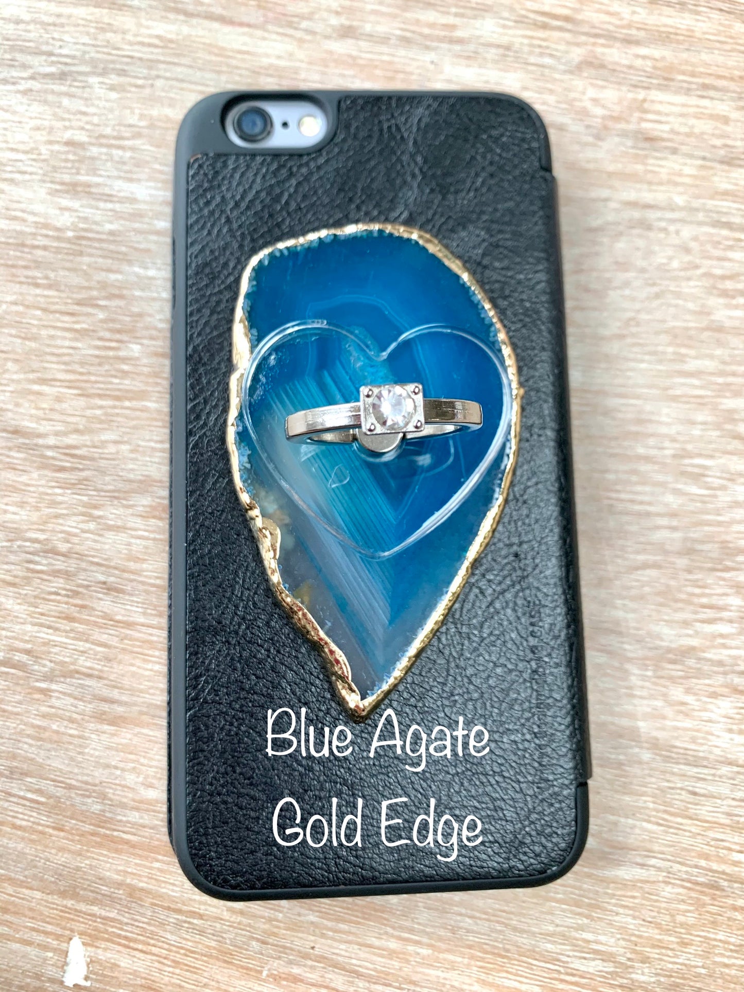 Blue Agate Crystal Phone Ring Grip - CrystalBoutique.co.uk