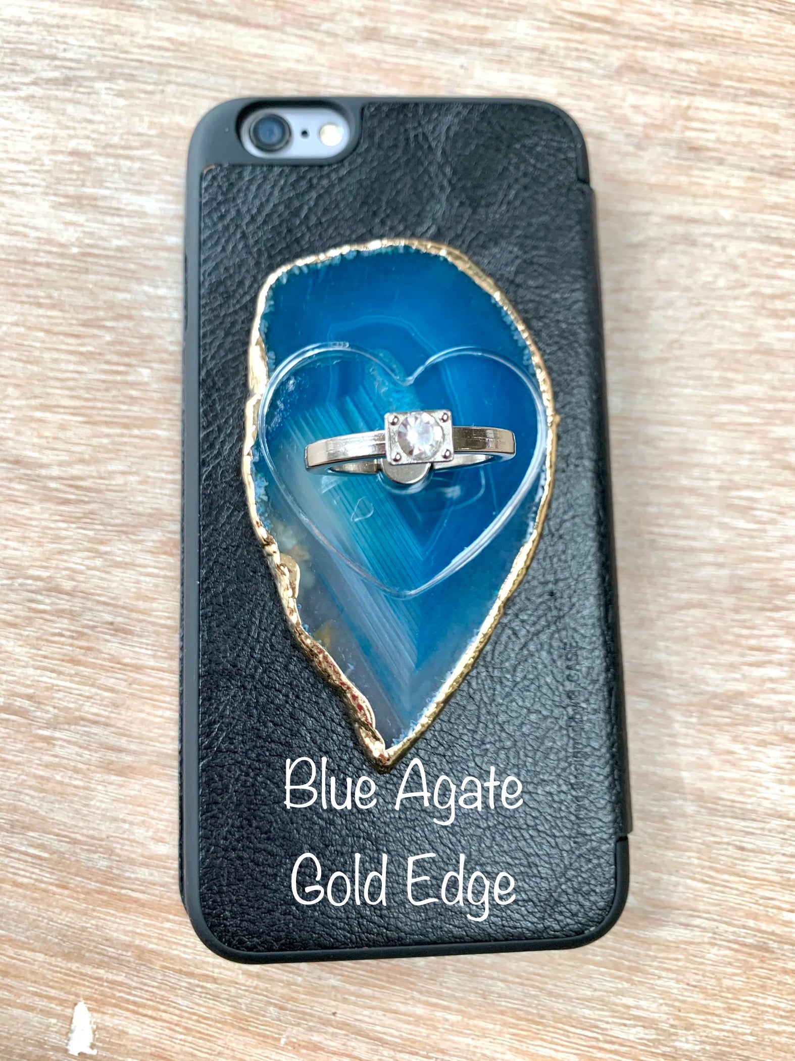 Blue Agate Crystal Phone Ring Grip - CrystalBoutique.co.uk