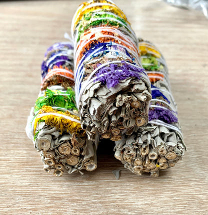 Mixed Petal White Sage Smudge Stick Bundle 10cm