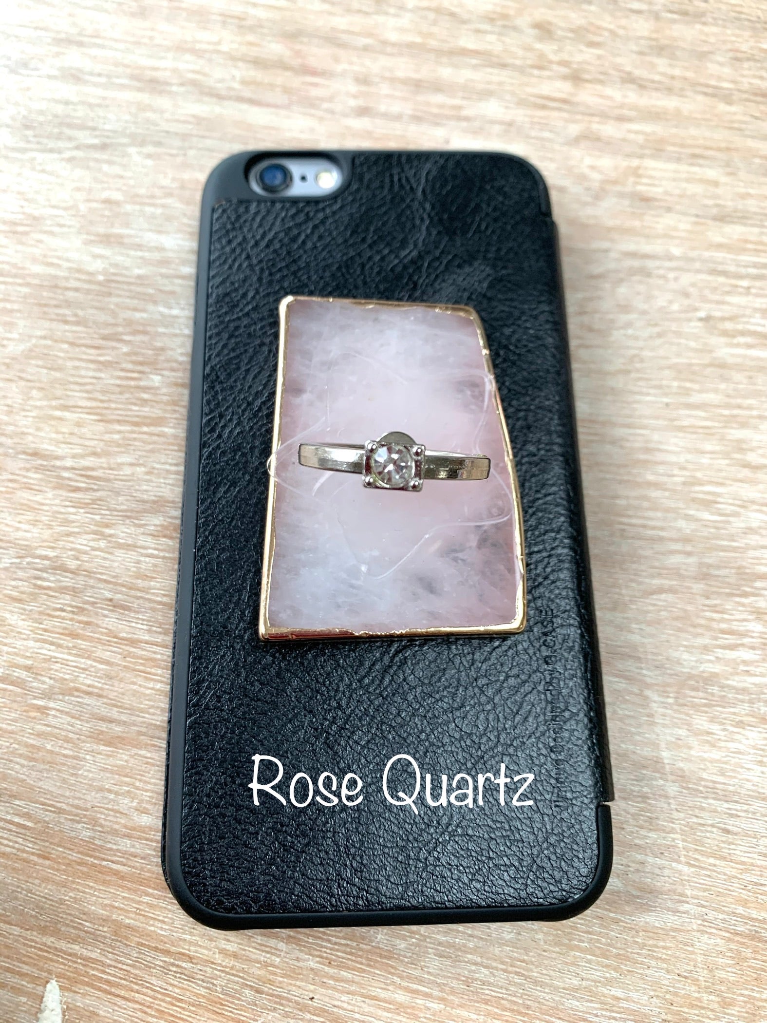 Rose Quartz Crystal Phone Ring Grip - CrystalBoutique.co.uk