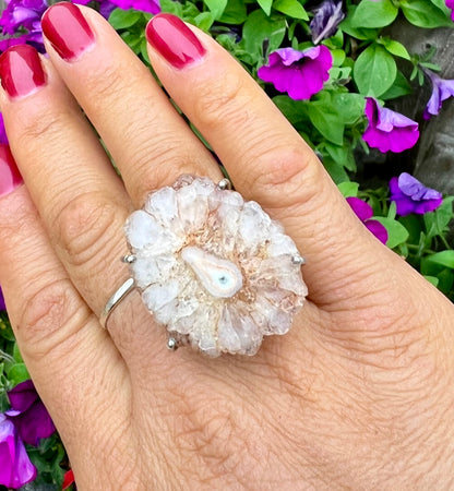 Solar Quartz Nude Dyed Crystal Ring