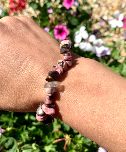 Rhodonite Chip Crystal Healing Stretch Bracelets