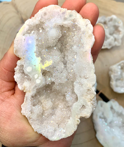 Angel Aura Rainbow Quartz Geode Cluster - CrystalBoutique.co.uk