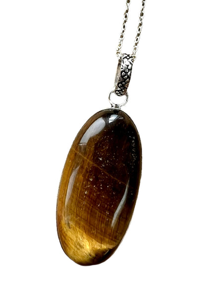 Tiger Eye Crystal Pendant Necklace