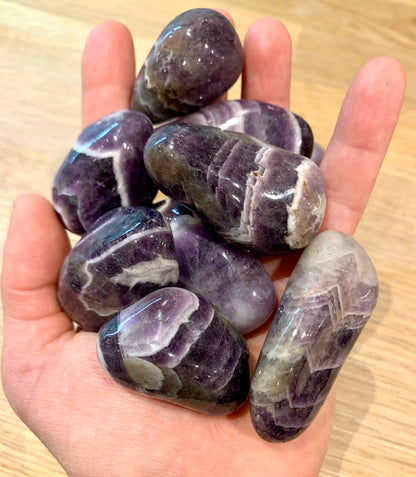 Amethyst Chevron Tumblestone - Crystalboutique.co.uk