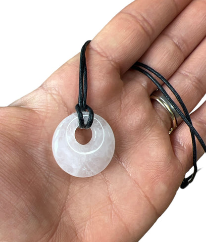 Crystal Gemstone Agogo Shaped Pendant Corded Necklace