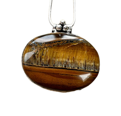 Tiger Eye Crystal Pendant Necklace