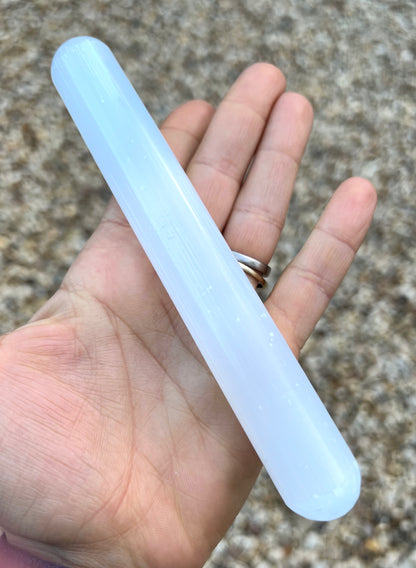 Selenite Round Ended Massage Wand 16cm