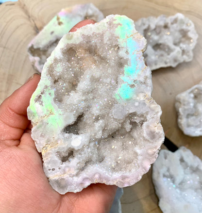 Angel Aura Rainbow Quartz Geode Cluster - CrystalBoutique.co.uk